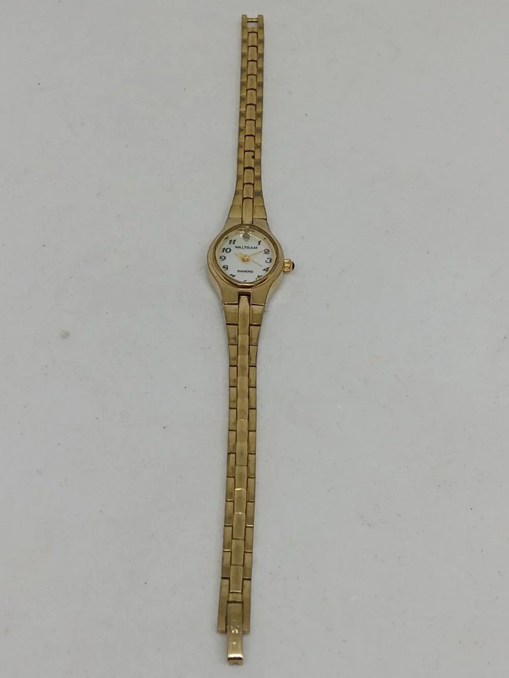 Waltham WAW047 Women's 17mm Gold Tone Diamond Dial Watch NEW BATTERY